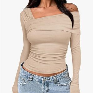 Elegant Beige Off-Shoulder Top
